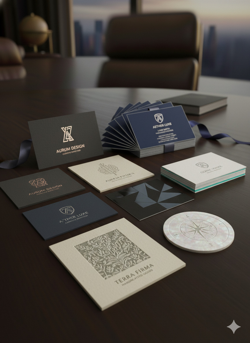 Various custom print samples and finishes