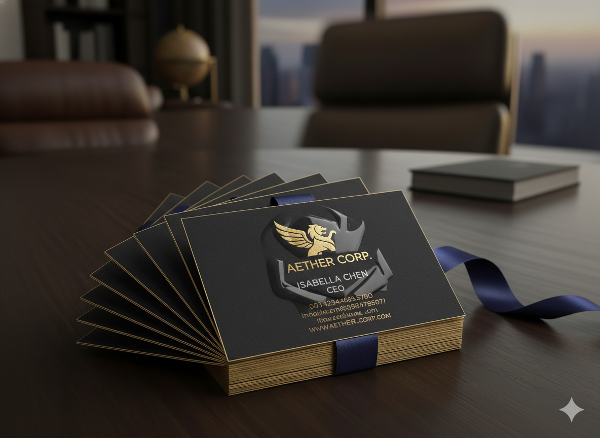 Coloured edge painting on business card stack