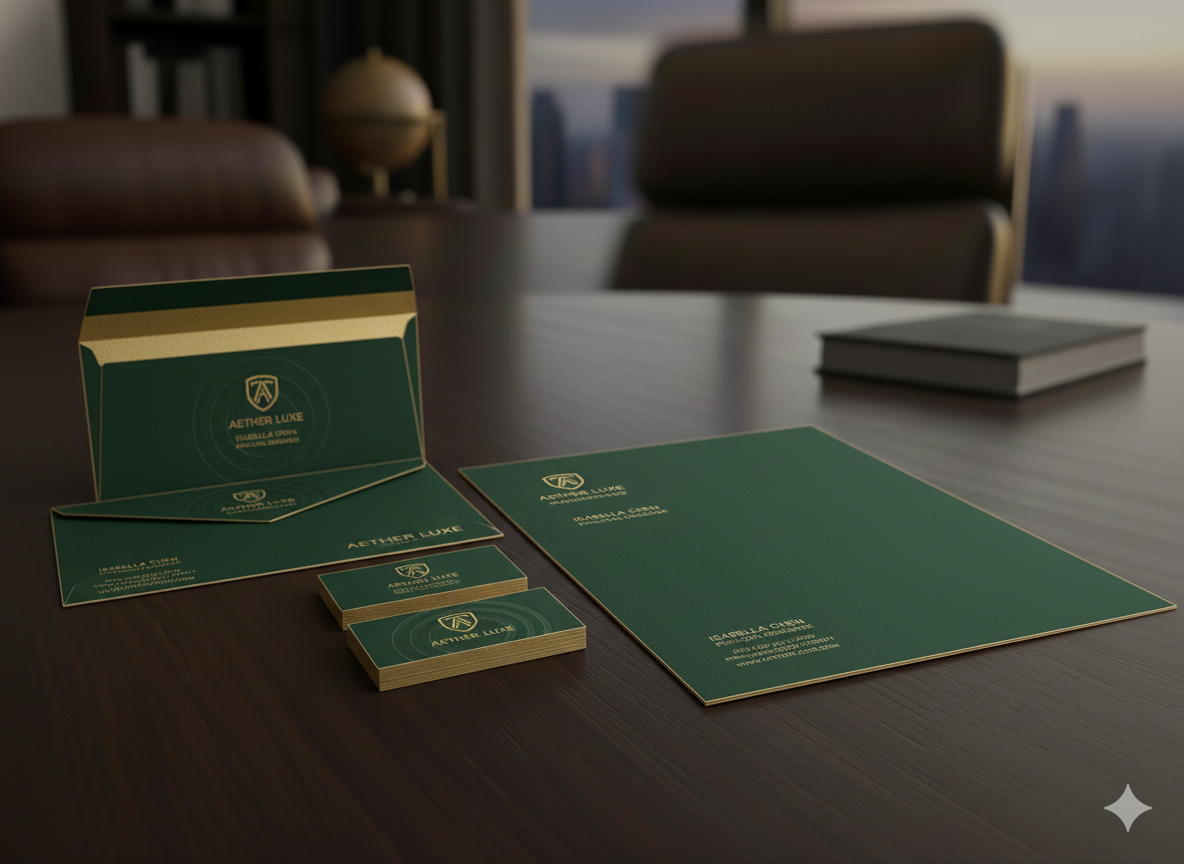 Corporate stationery set with letterhead and envelopes